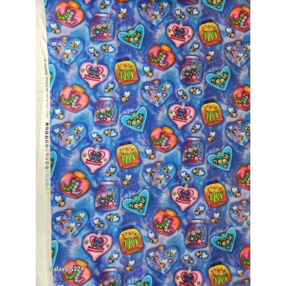 HI Fashion Fabrics Bug Jar & Hearts Cotton Blend Fabric 45" x 36"- 1 yard - Picture 7 of 10